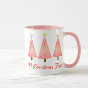 Mug Arbres de Noël modernes motif ombré rose corail