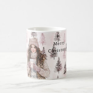 Mug Arbres de Noël Rose Romantiques Fille