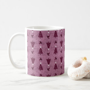 Mug Arbres de Noël roses et rennes traditionnels