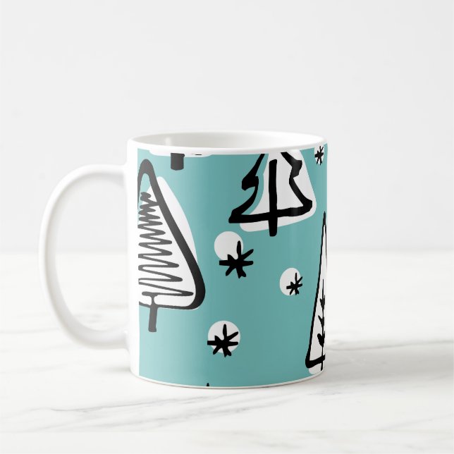 Mug Arbres de Noël scandinaves : graphismes vintages. (Gauche)