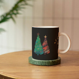 Mug Arbres de Noël scintillants peints à la main