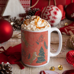 Mug Arbres de Noël & tigres motif personnalisé arrière