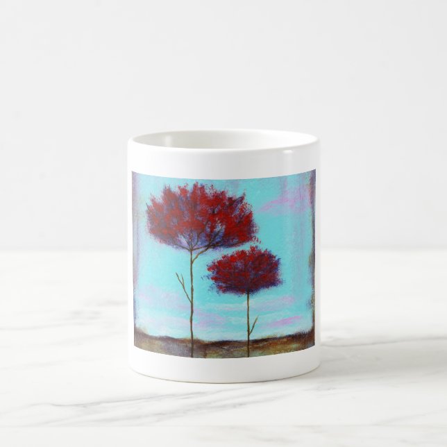 Mug Arbres de rouge de paysage d'art aimé et abstrait (Centre)