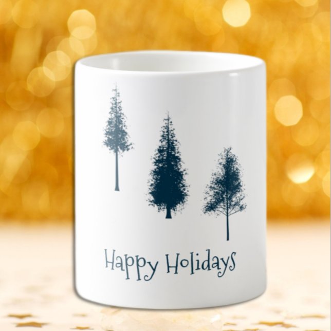 Mug Arbres d'hiver bleus de la Marine (Créateur téléchargé)