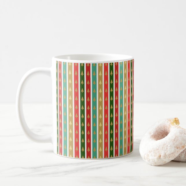 Mug Arbres d'or de Noël motifs - Élégant et chic (Avec donut)