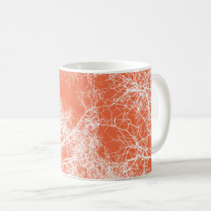 Mug Arbres en silhouettes orange et blanc