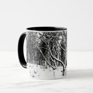 Mug Arbres et scène de neige, noir et blanc