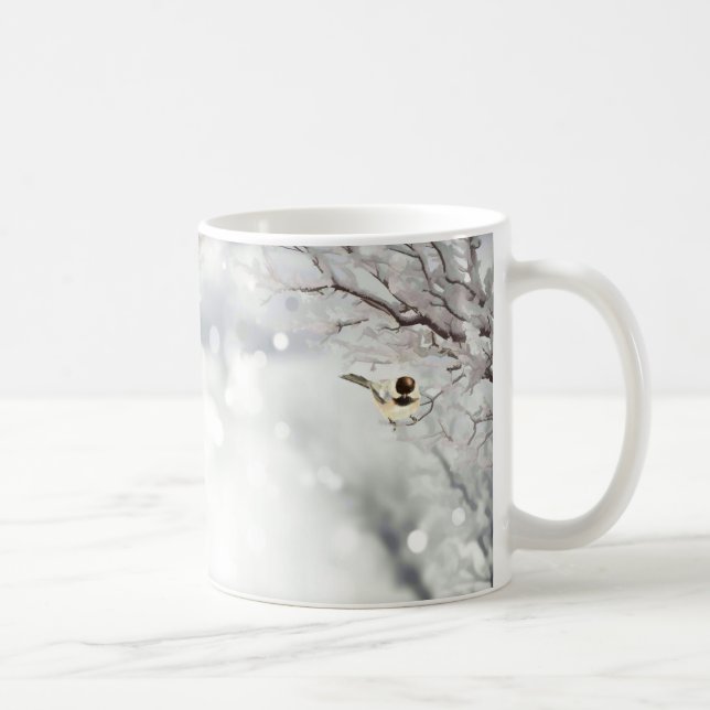 Mug Arbres froids hivernaux Oiseaux Gris Bécasseau (Droite)