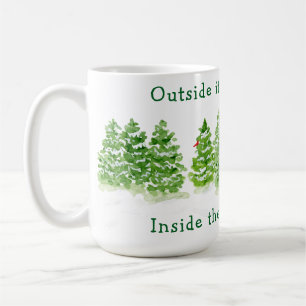 Mug Arbres hivernaux peints à la main à l'extérieur Fe
