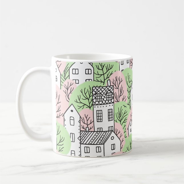 Mug Arbres, maisons, paysage de la ville de printemps (Gauche)