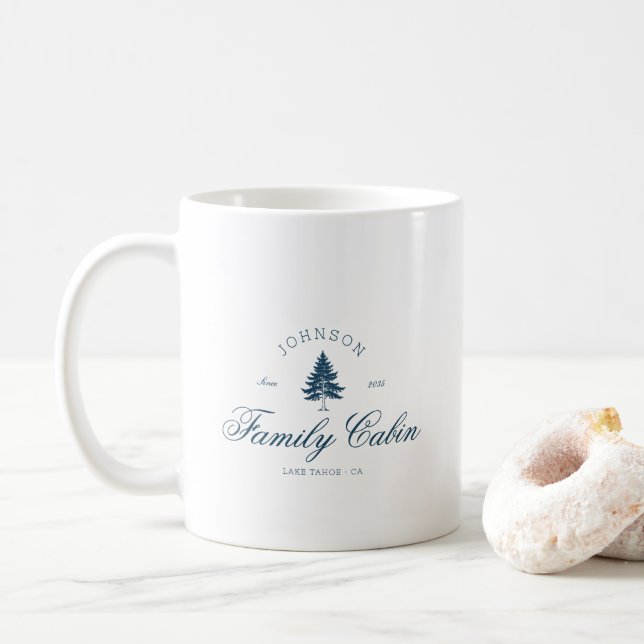 Mug Arbres Rustiques Modernes Famille Cabane Équipage  (Avec donut)