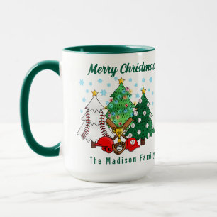 Mug Arbres verts Moderne Simple Nom de Noël Café