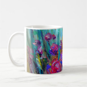 Mug Arbuste à fleurs de pivoines, peintures modernes,