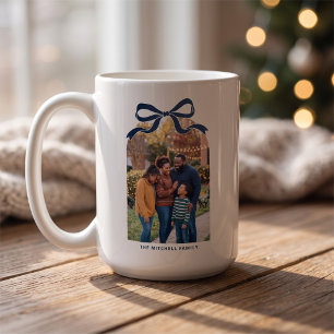 Mug Arc de famille élégant à ruban pour photo de Noël