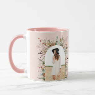 Mug Arc de fin d'études 1 photo rose botanique moderne
