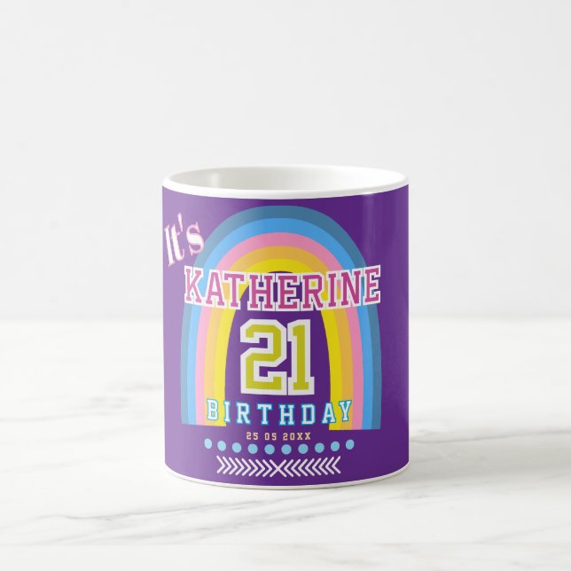 Mug Arc-en-ciel 21 Anniversaire Violet (Centre)