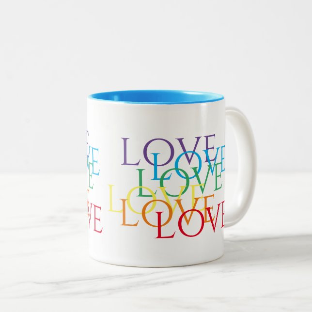 MUG ARC-EN-CIEL AMOUR Tasse Deux Tons Bleue (Devant droit)