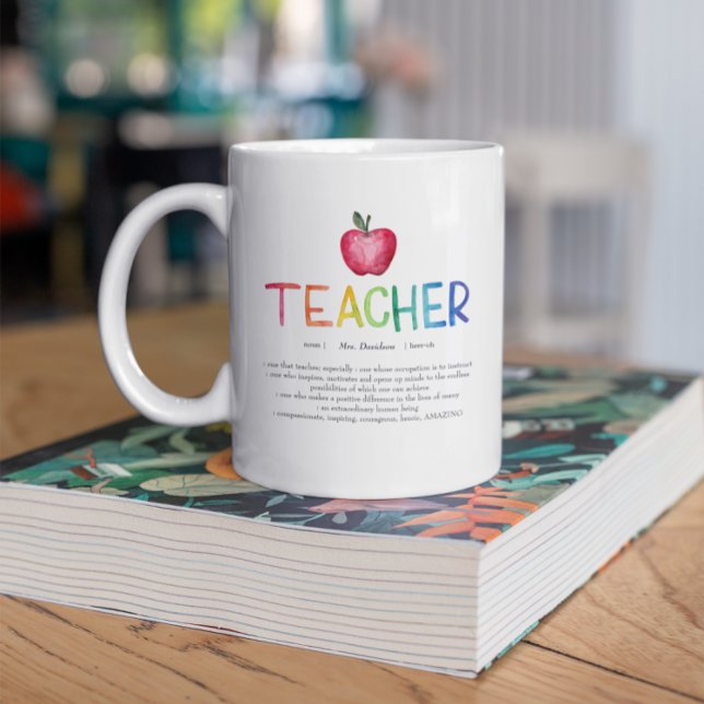 Mug Arc-en-ciel aquarelle moderne Merci enseignant  (Créateur téléchargé)
