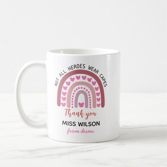 Mug Arc-en-ciel aquarelle moderne merci professeur  (Gauche)