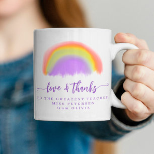 Mug Arc-en-ciel aquarelle moderne professeur merci