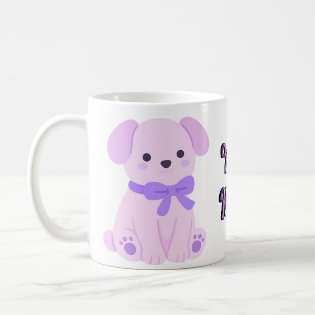 Mug arc-en-ciel avec chiot lavande mignon assis (Gauche)