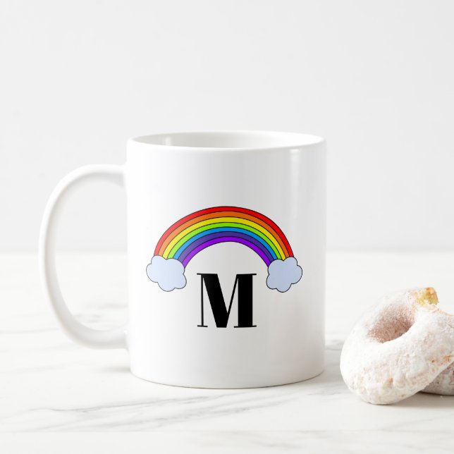 Mug Arc-en-ciel avec l'initiale de monogramme (Avec donut)