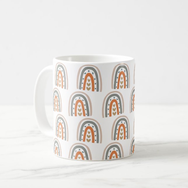 Mug Arc-en-ciel beige gris moderne blanc (Devant gauche)