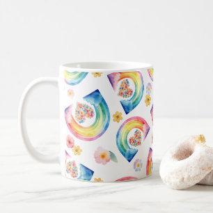 Mug Arc-en-ciel Boug de coeur floral - Cadeau d'aquare