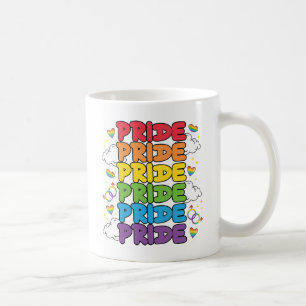 Mug Arc-en-ciel, Coeurs et Nuages - Fierté répétée