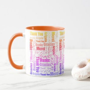 Mug Arc-en-ciel coloré Merci multilingue Nuage de mots