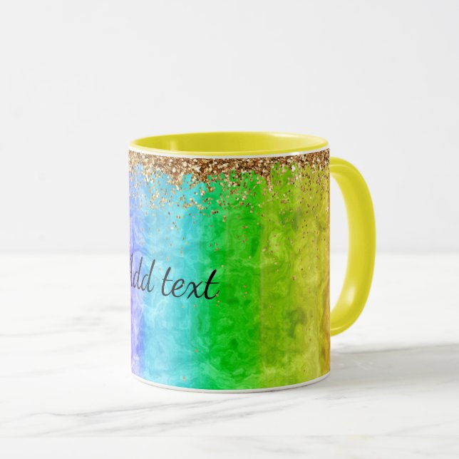 Mug Arc-en-ciel de couleurs Modèle, personnalisable (Devant droit)