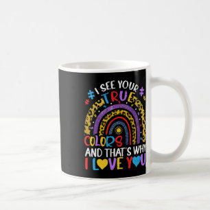 Mug Arc-en-ciel de sensibilisation à l'autisme Je vois