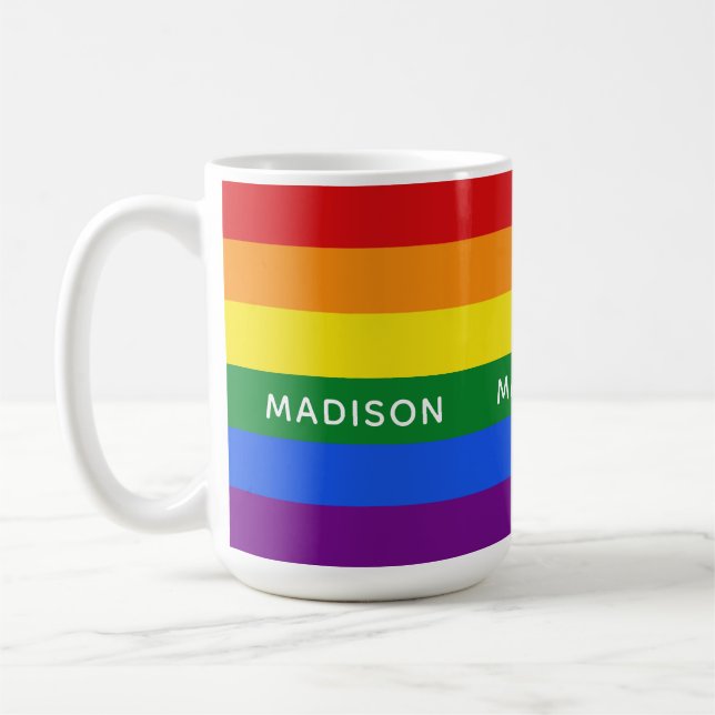 Mug Arc-en-ciel - Drapeau de nom personnalisé (Gauche)