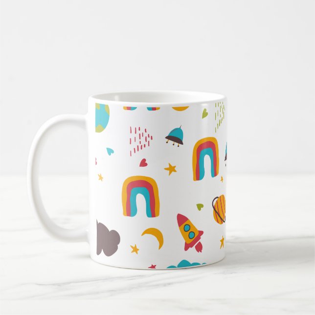 Mug Arc en ciel et espace enfants motif (Gauche)