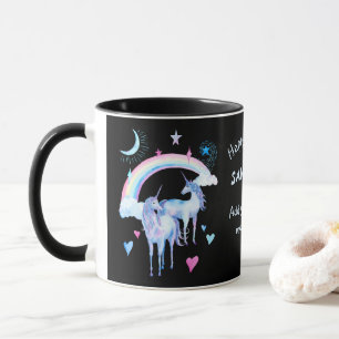 Mug Arc en ciel et licorne personnalisé