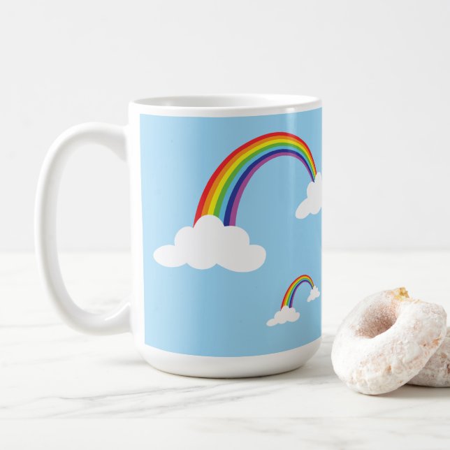 Mug Arc-en-ciel et nuages dans un ciel clair (Avec donut)