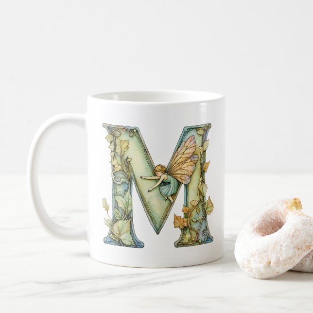 Mug Arc en ciel Fairy Initial 'M' (Avec donut)