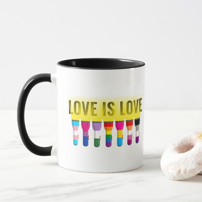 Mug Arc-en-ciel Flag Fide lampes brillent Une lumière  (Avec donut)