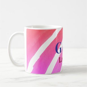 Mug Arc-en-ciel jaune rose ajouter nom couple lieu vil