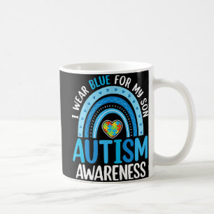Mug Arc-en-ciel Je Porte Du Bleu Pour Ma Sensibilisati