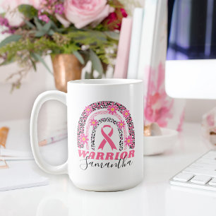 Mug Arc-en-ciel Le guerrier du cancer du sein avec nom