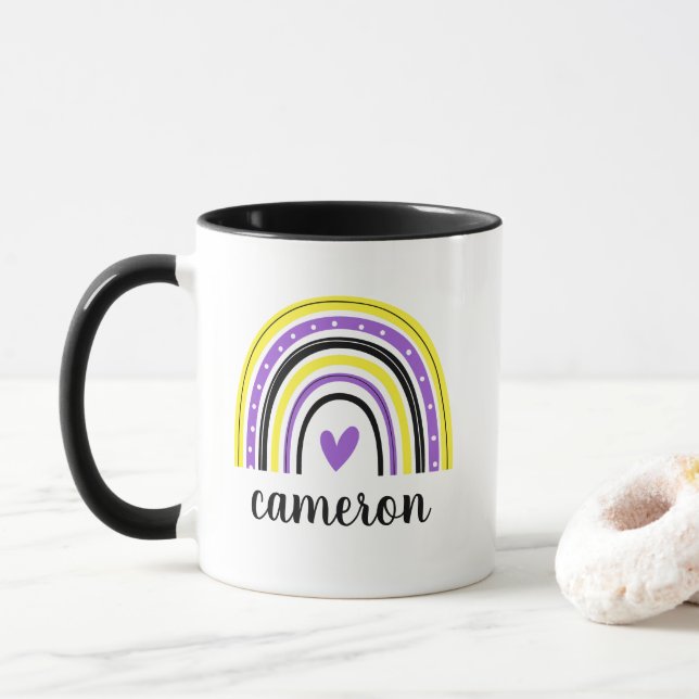 Mug Arc-en-ciel non binaire personnalisé (Avec donut)
