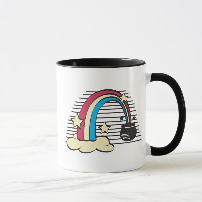 Mug arc-en-ciel rétro et pot d'or, arc-en-ciel rétro e (Droite)