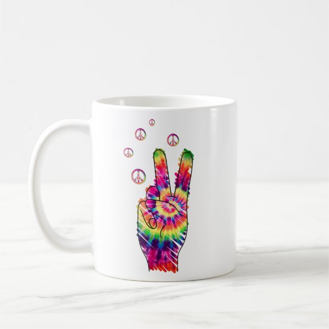Mug Arc-en-ciel Rétro Tie Dye Psychédélique Signe de P (Gauche)