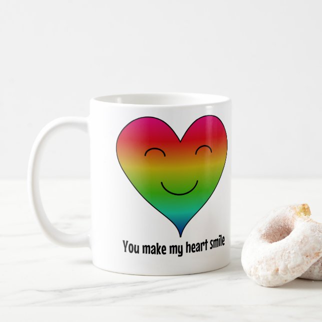 Mug Arc en ciel, tu fais sourire mon coeur (Avec donut)