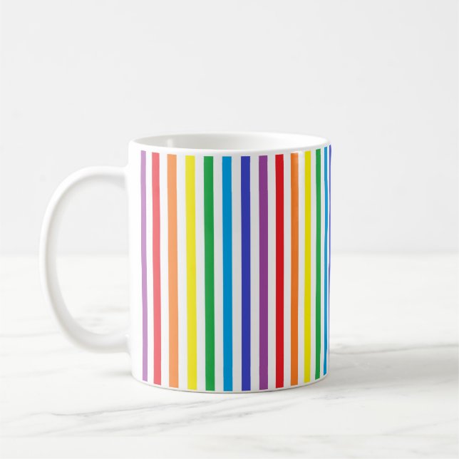 Mug Arc-en-ciel vertical et rayures blanches (Gauche)