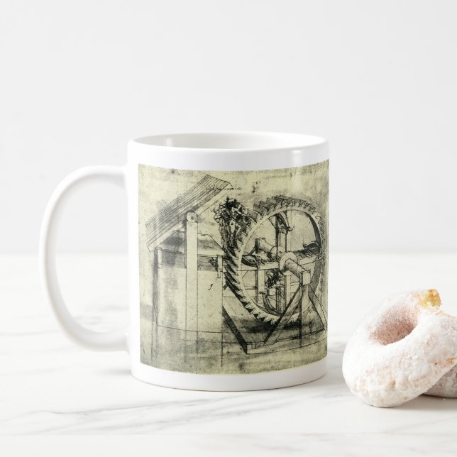 Mug Arc-en-tête propulsé de Léonard de Vinci (Avec donut)
