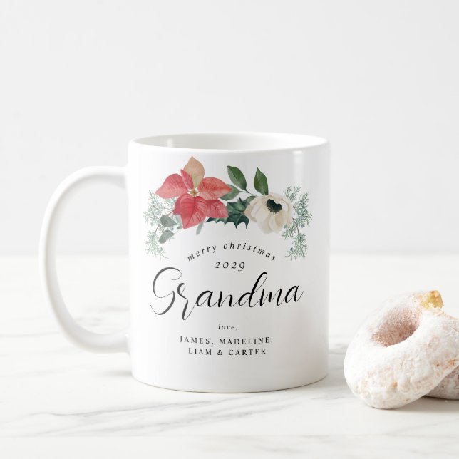 Mug Arc Floral Joyeux Grand-mère de Noël (Avec donut)