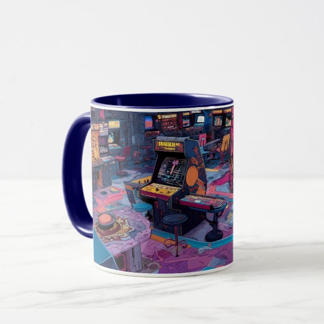 Mug Arcade Rétro Futuriste dans l'Espace (Devant gauche)