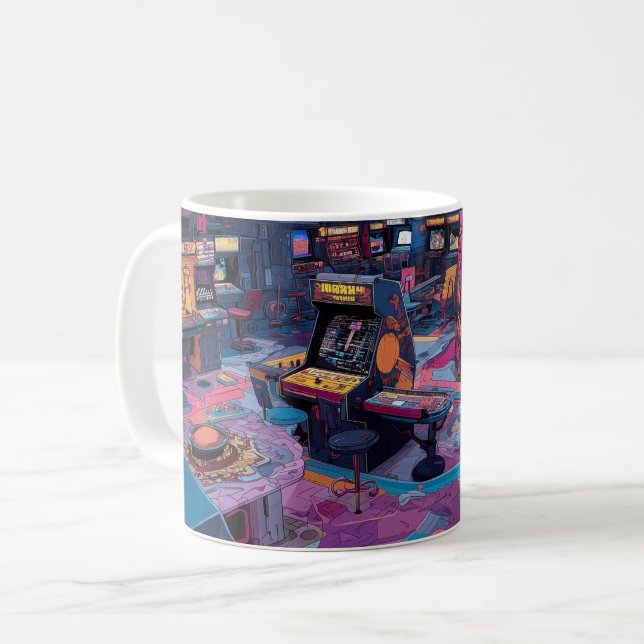 Mug Arcade Rétro Futuriste dans l'Espace (Devant gauche)